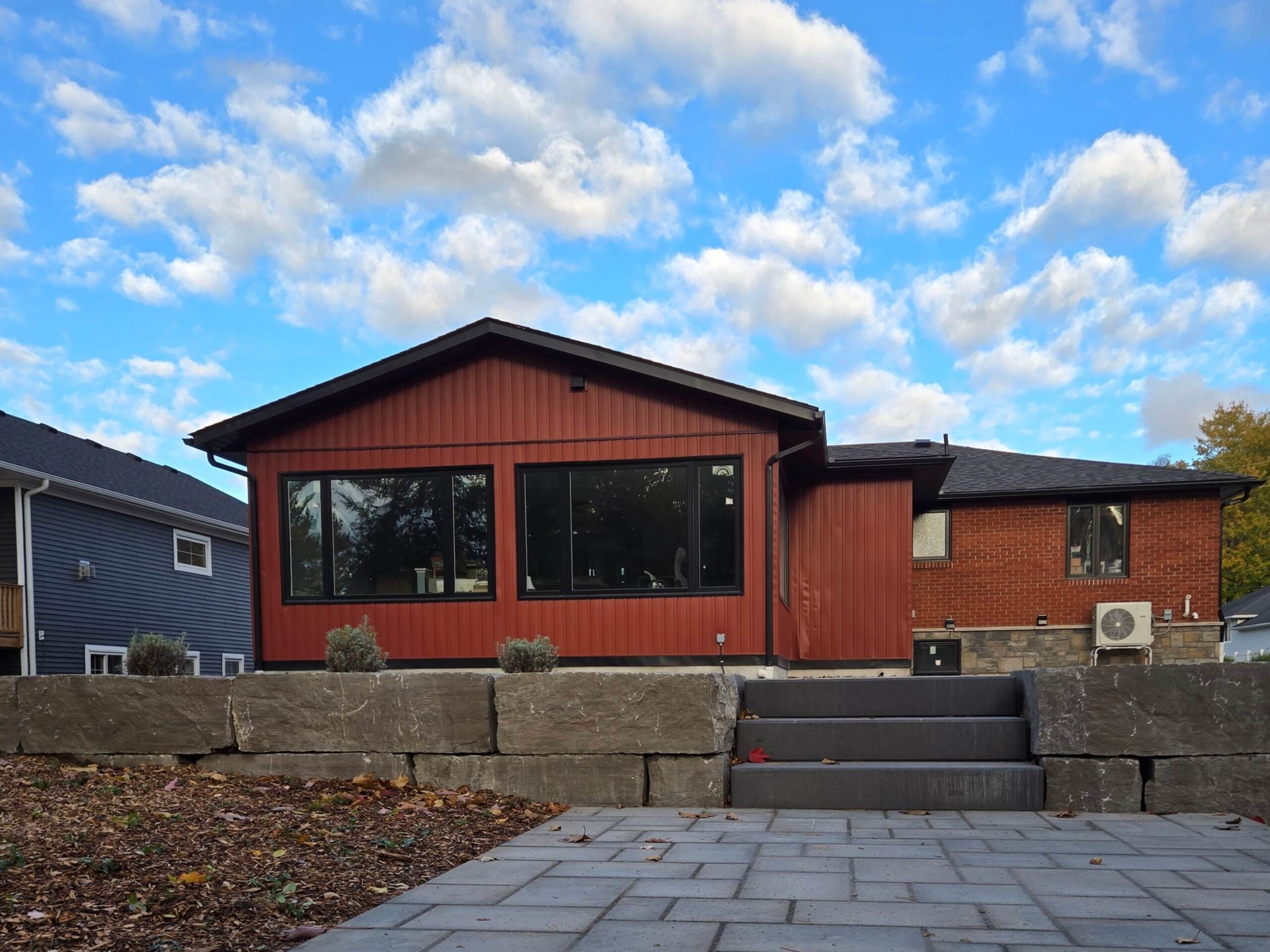 retaining wall, patio & steps